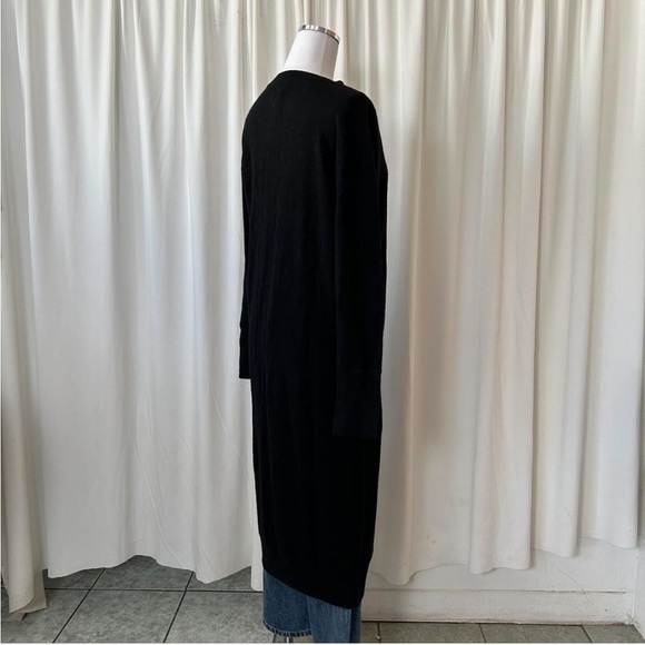 NWT Mongolian Cashmere V-Neck Midi Sweater Dress Black Medium. - Picture 6 of 7